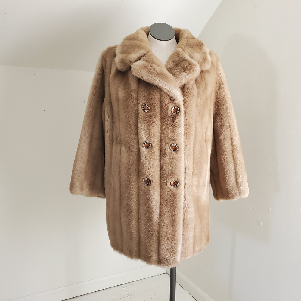 Vintage Tissavel Neutral Faux Fur Coat
